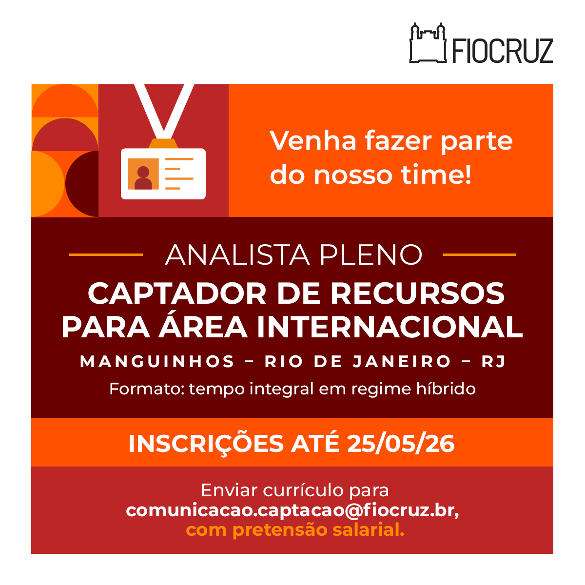 EC/Fiocruz contrata analista pleno em captação de recursos para área internacional